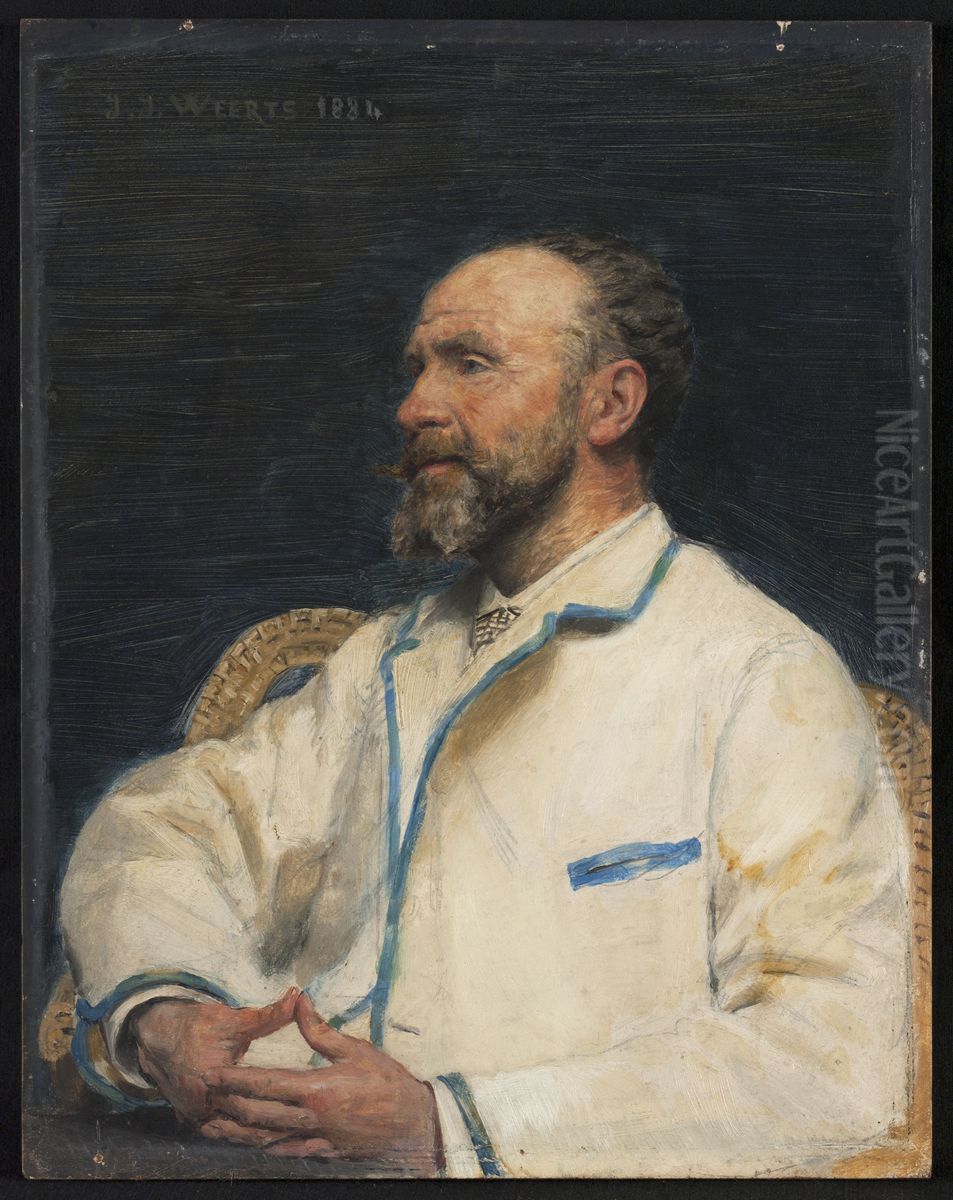 Portrait of Firmin Javel Oil Painting by Jean-Joseph Weerts