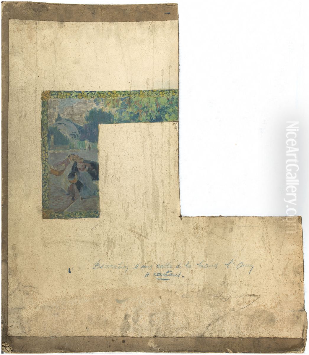 Esquisse pour la mairie de Saint-Ouen : Vue de Saint-Ouen Oil Painting by Paul Gervais