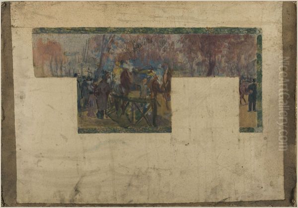 Esquisse pour la mairie de Saint-Ouen : L'hippodrome de Saint-Ouen Oil Painting by Paul Gervais