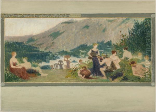 Esquisse pour la mairie de Bagnolet : L'automne Oil Painting by Henri Rachou