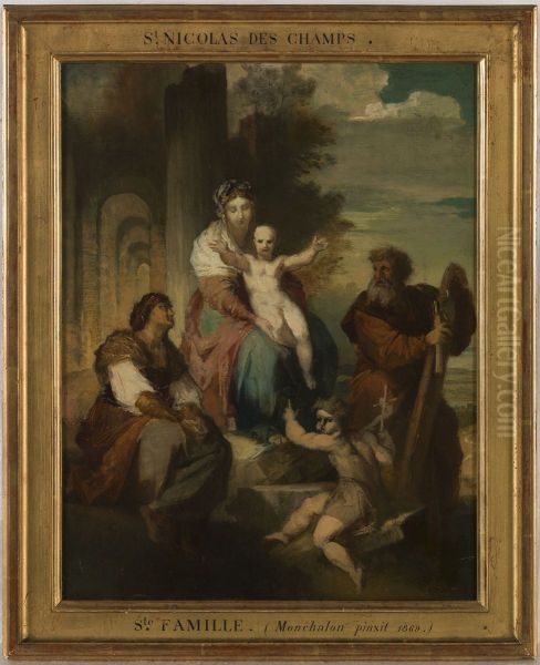 Esquisse pour l'eglise Saint-Nicolas -des-Champs : La Sainte-Famille Oil Painting by Alphonse Monchablon