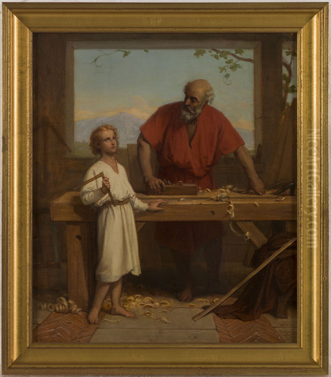 Esquisse pour l'eglise Saint-Paul-Saint-Louis : Saint Joseph et l'Enfant Oil Painting by Jules Richomme