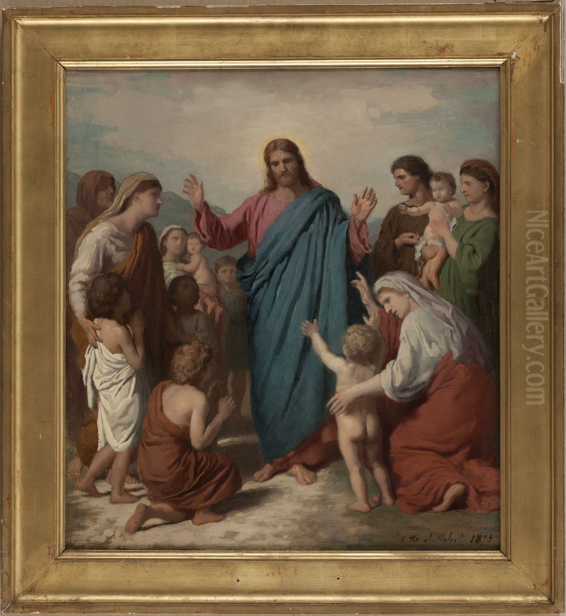Esquisse pour l'eglise Notre-Dame-des-Blancs-Manteaux : Le Christ au milieu des enfants Oil Painting by Charles-Henri Michel