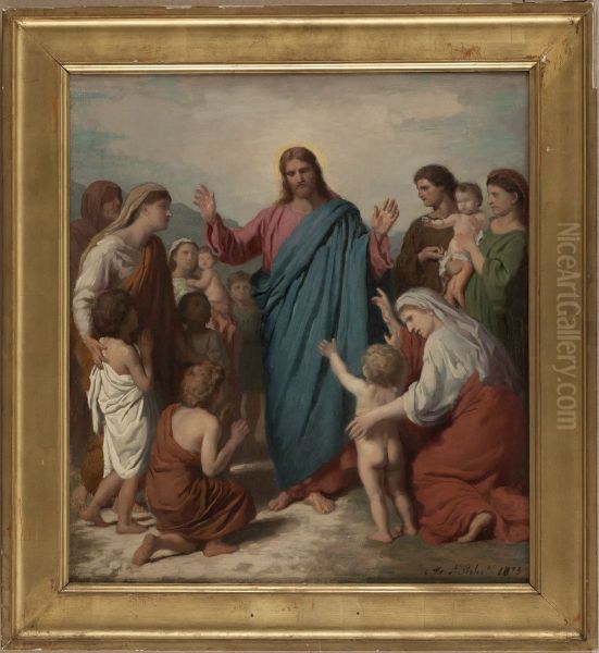 Esquisse pour l'eglise Notre-Dame-des-Blancs-Manteaux : Le Christ au milieu des enfants Oil Painting by Charles-Henri Michel