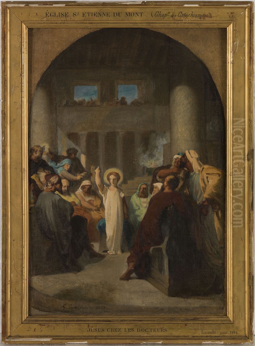 Esquisse pour l'eglise Saint-Etienne-du-Mont : Jesus chez les docteurs Oil Painting by Felix Henri Giacomotti