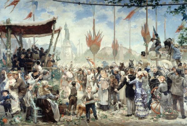 14 Juillet 1880, inauguration du monument a la Republique Oil Painting by Alfred Philippe Roll