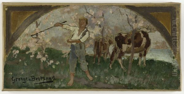 Esquisse pour la salle a manger de l'Hotel de Ville : La viande bovine Oil Painting by Georges Jules Bertrand