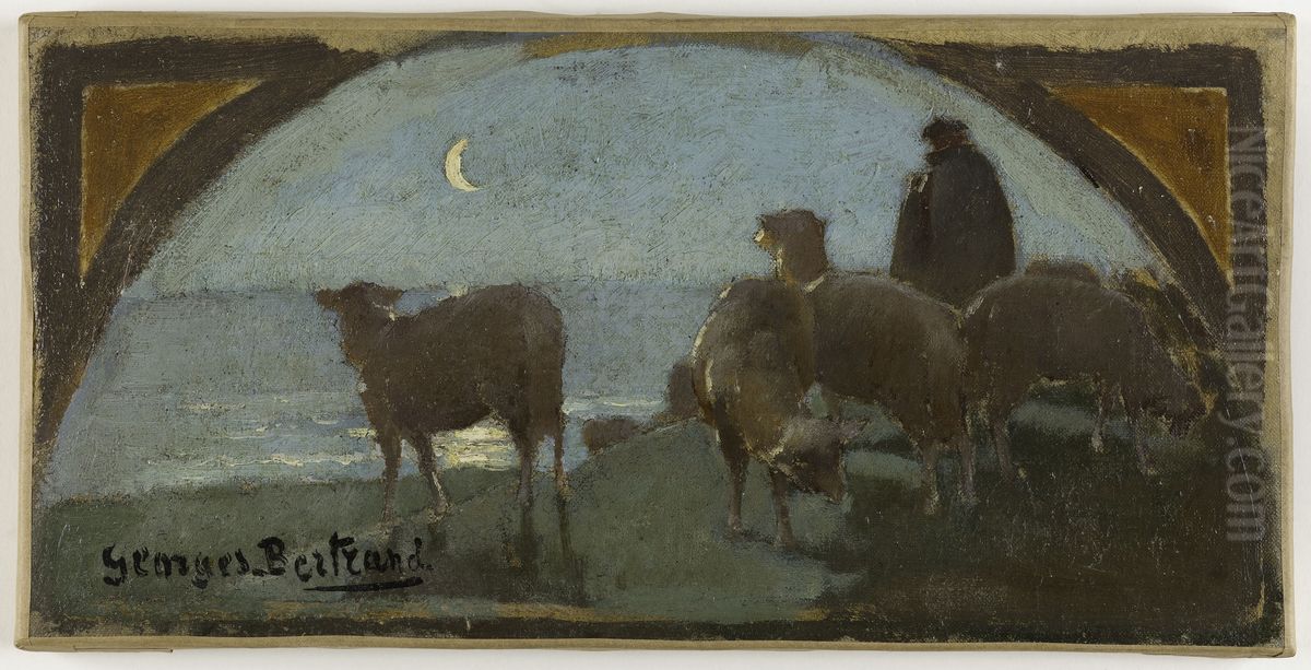Esquisse pour la salle a manger de l'Hotel de Ville : La viande de mouton Oil Painting by Georges Jules Bertrand