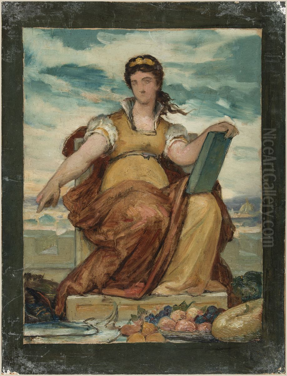 Esquisse pour la salle du Conseil de l'octroi de Paris - annexe de l'Hotel de Ville : L'octroi de Paris Oil Painting by Armand Felix Marie Jobbe-Duval