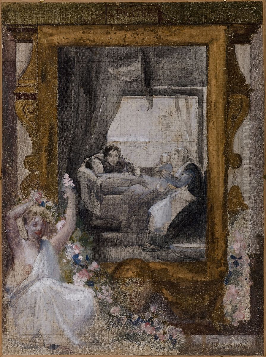 Esquisse pour la salle des mariages de la mairie du 19eme arrondissement : Le Printemps Oil Painting by Paul-Albert Besnard