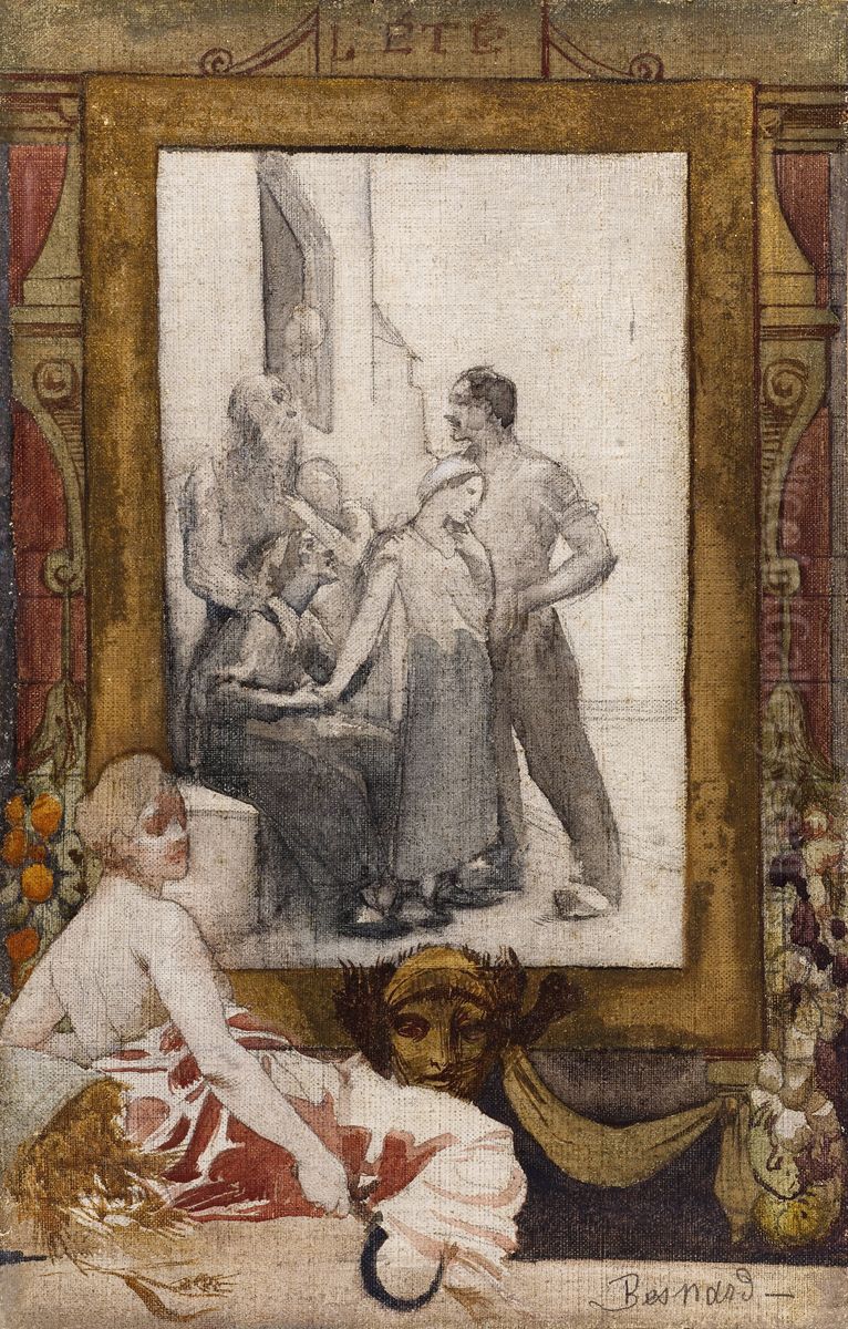 Esquisse pour la mairie du 19eme arrondissement de la Ville de Paris : L'Ete Oil Painting by Paul-Albert Besnard