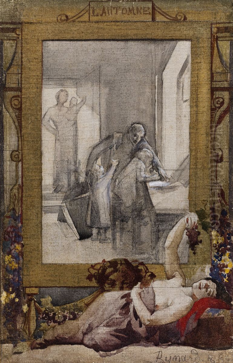 Esquisse pour la mairie du 19eme arrondissement de la Ville de Paris : L'Automne Oil Painting by Paul-Albert Besnard