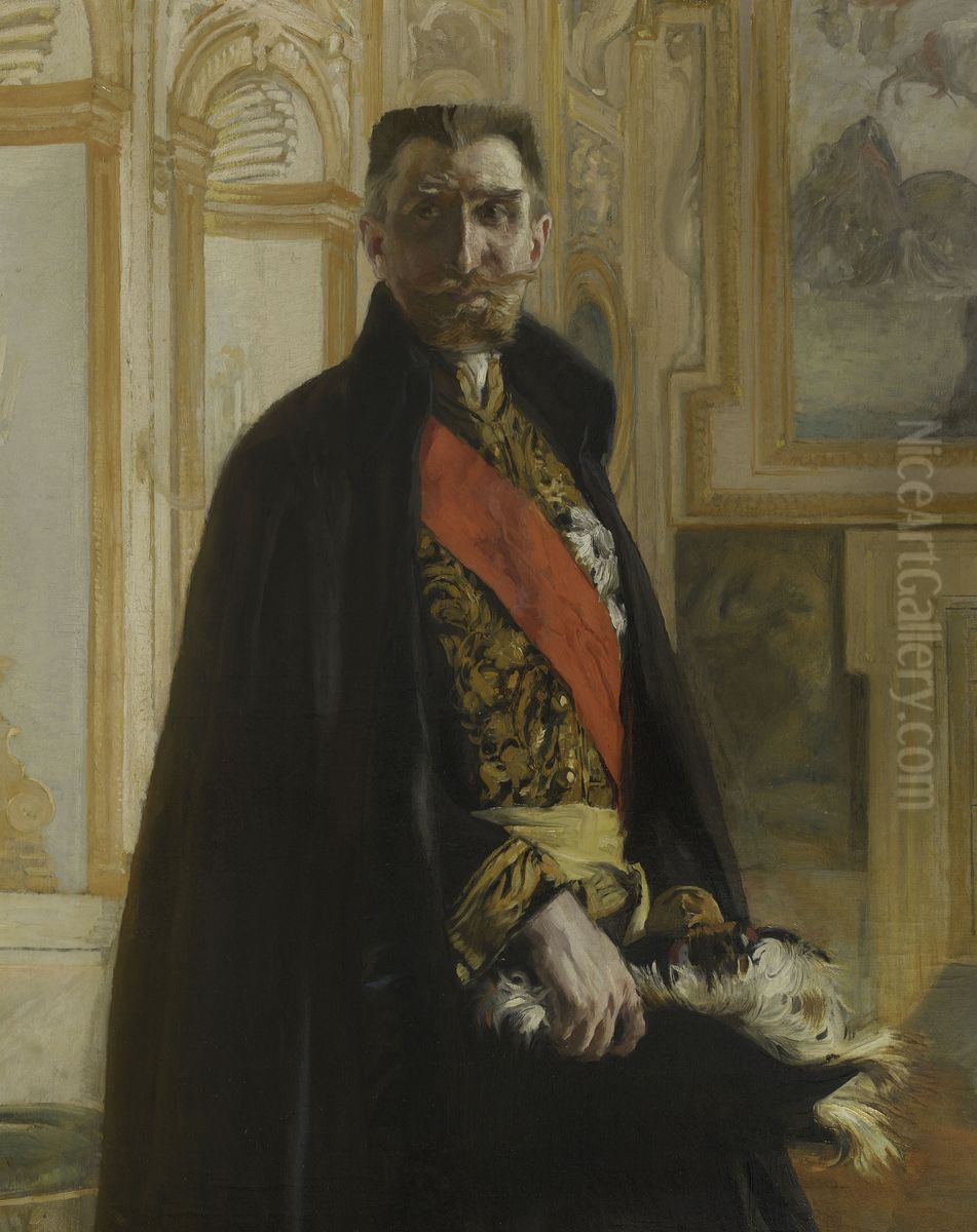 Portrait de Camille Barrere au palais Farnese Oil Painting by Paul-Albert Besnard