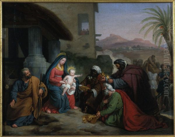 Esquisse pour l'eglise Notre-Dame-de-Lorette : L'Adoration des mages Oil Painting by Jean-Pierre Granger