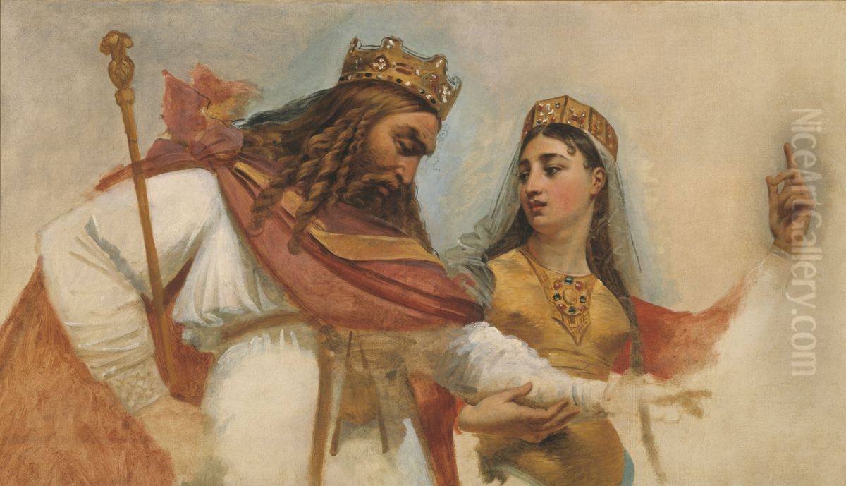Esquisse pour la coupole du Pantheon (eglise Sainte-Genevieve) : Clovis et Clotilde Oil Painting by Antoine-Jean Gros