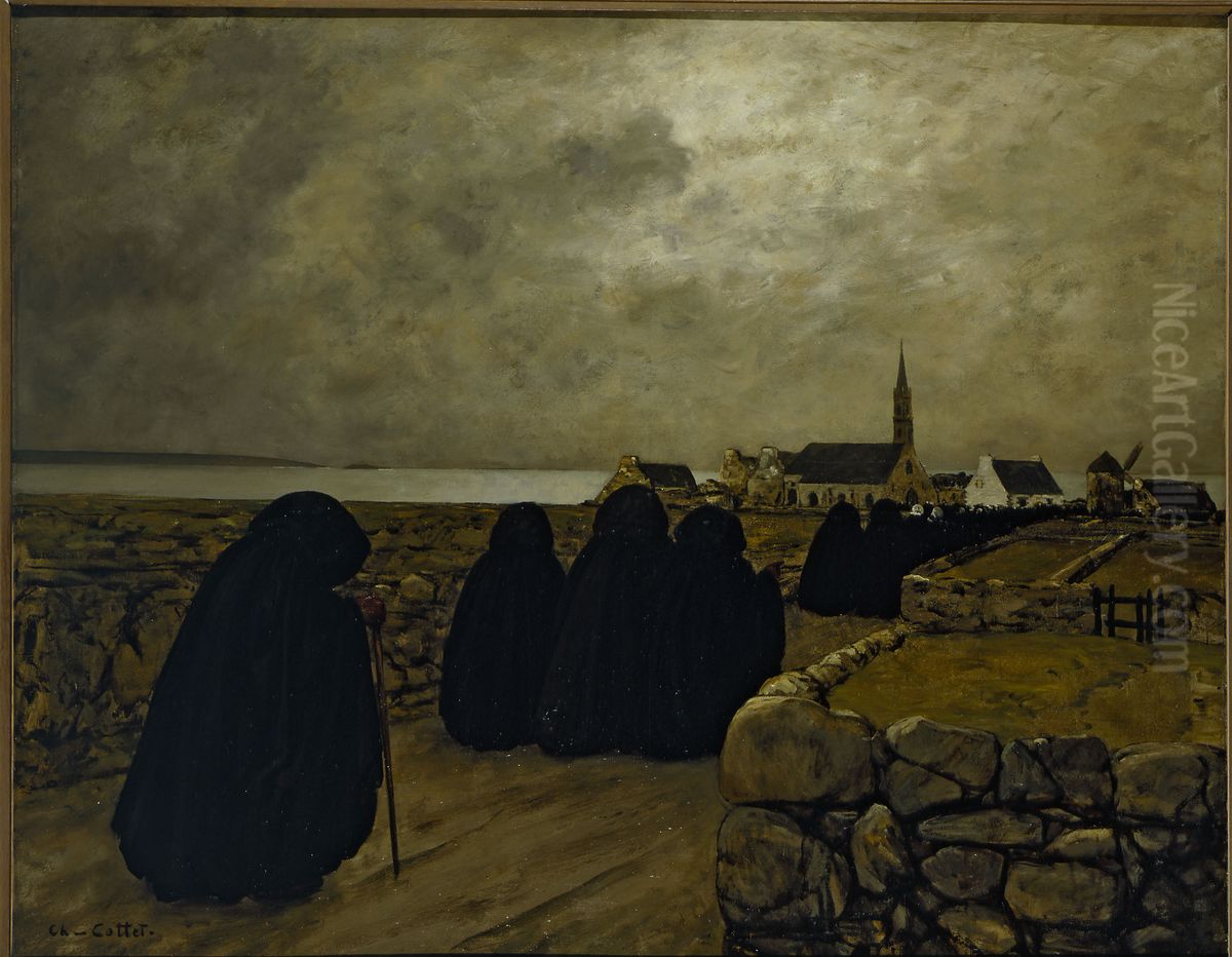 Messe basse en hiver (Bretagne) Oil Painting by Charles Cottet
