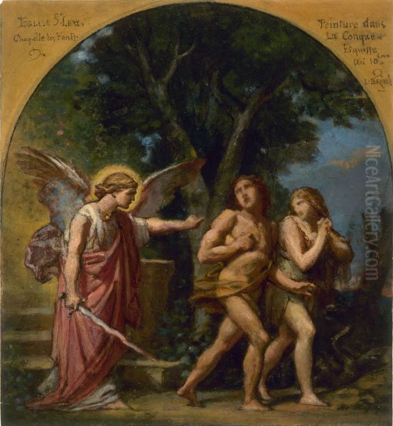 Esquisse pour l'eglise de Saint-Leu-Saint-Gilles : Le peche originel Oil Painting by Jean Louis Bezard