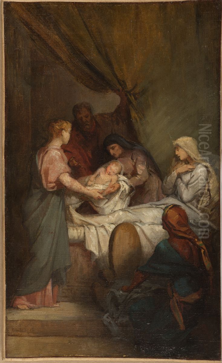 Esquisse pour l'eglise Notre-Dame-de-Clignancourt : La Naissance de la Vierge Oil Painting by Nelie Jacquemart
