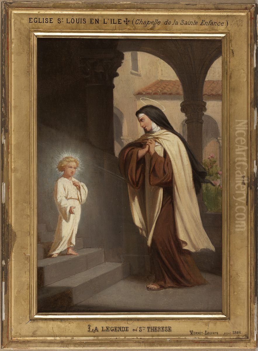 Esquisse pour l'eglise Saint-Louis-en-l'Ile : Jesus apparait a sainte Therese Oil Painting by Emile Vernet-Lecomte