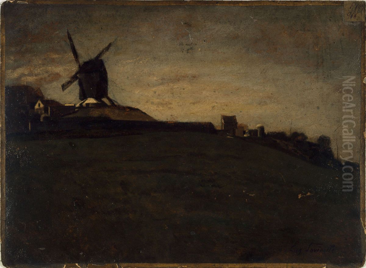Vue de Montmartre, vers 1848 (P916/2) Oil Painting by Eugene Lavieille