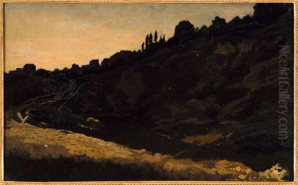 Vue de Montmartre, vers 1848 (P916/3) Oil Painting by Eugene Lavieille
