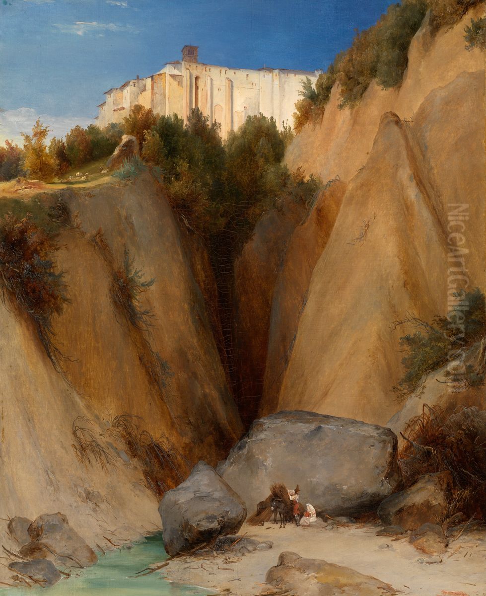 The monastery of Santa Scolastica near Subiaco Oil Painting by Carl Blechen