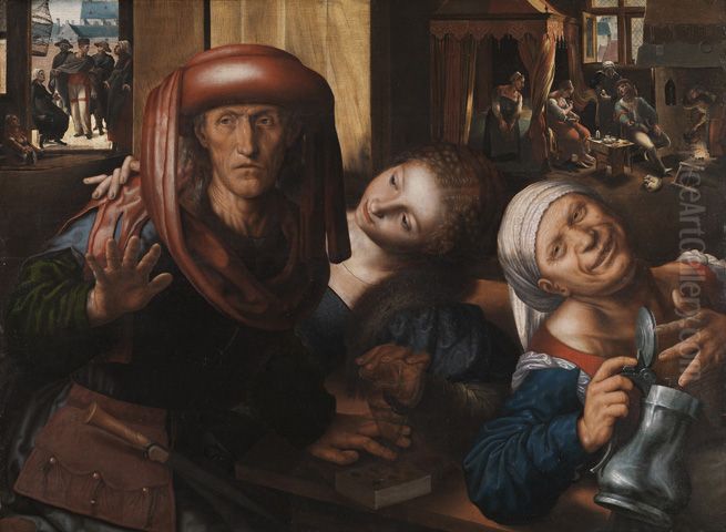 Immoral company in a brothel Oil Painting by Jan Sanders Van Hemessen