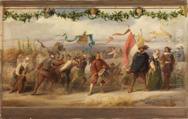 Triumph des Konig Wein, 6. Bild Oil Painting by Adolf Schrodter