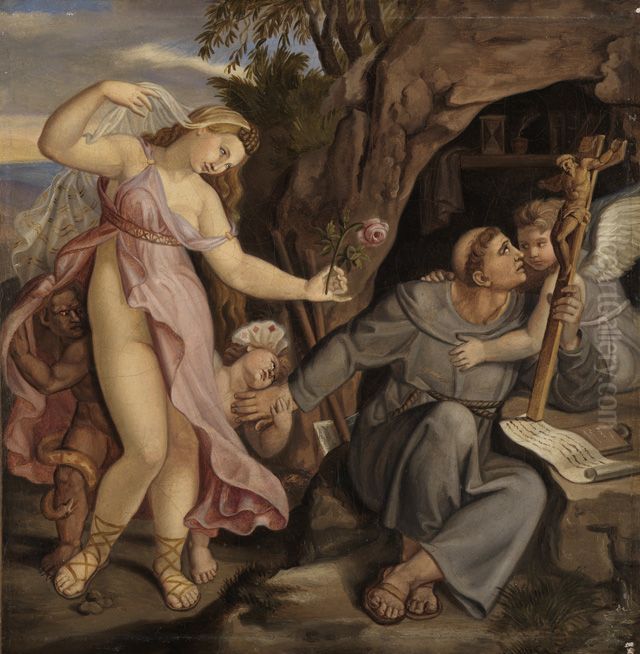 Versuchung des Heiligen Antonius Oil Painting by Gottlieb Schick