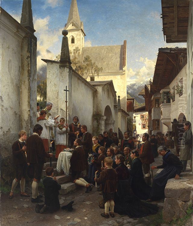 Kinderbegrabnis in Passeier (Tirol) Oil Painting by Wilhelm Ludwig Friedrich Riefstahl