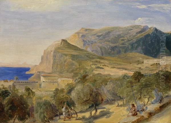 Blick auf den Monte Castiglione in Capri Oil Painting by Carl Blechen