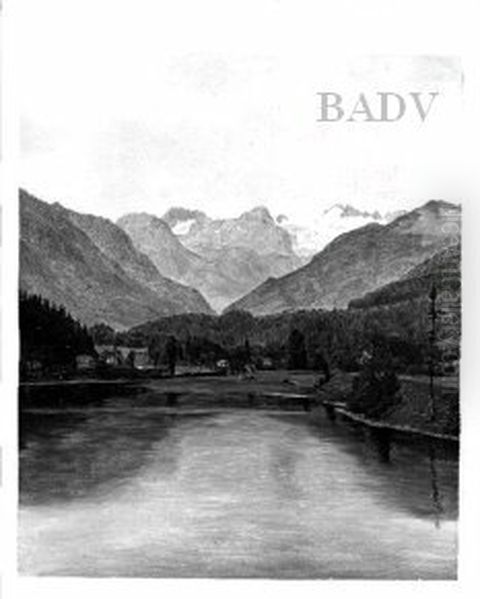 View of Lake Altaussee and the Dachstein Oil Painting by Ferdinand Georg Waldmuller