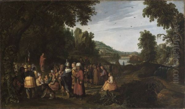 The preaching of John the Baptist Oil Painting by Esaias Van De Velde