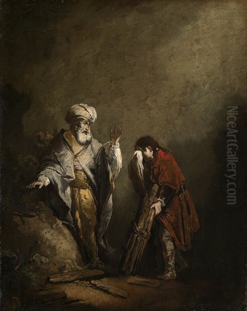 The sacrifice of Abraham Oil Painting by Christian Wilhelm Ernst Dietrich