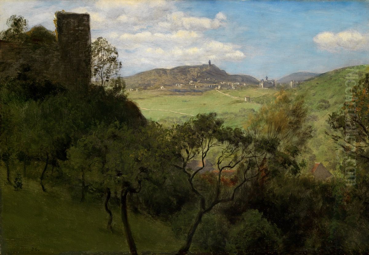Blick auf Falkenstein im Taunus Oil Painting by Hans Thoma