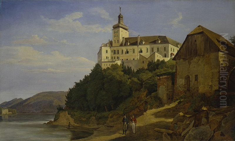 Schloss Persenbeug an der Donau Oil Painting by Ferdinand Georg Waldmuller