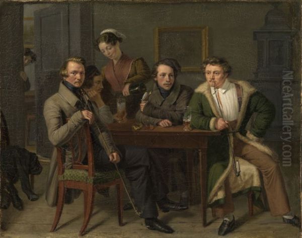 Jakob Friedrich Eisenlohr und Freunde Oil Painting by Friedrich Mosbrugger