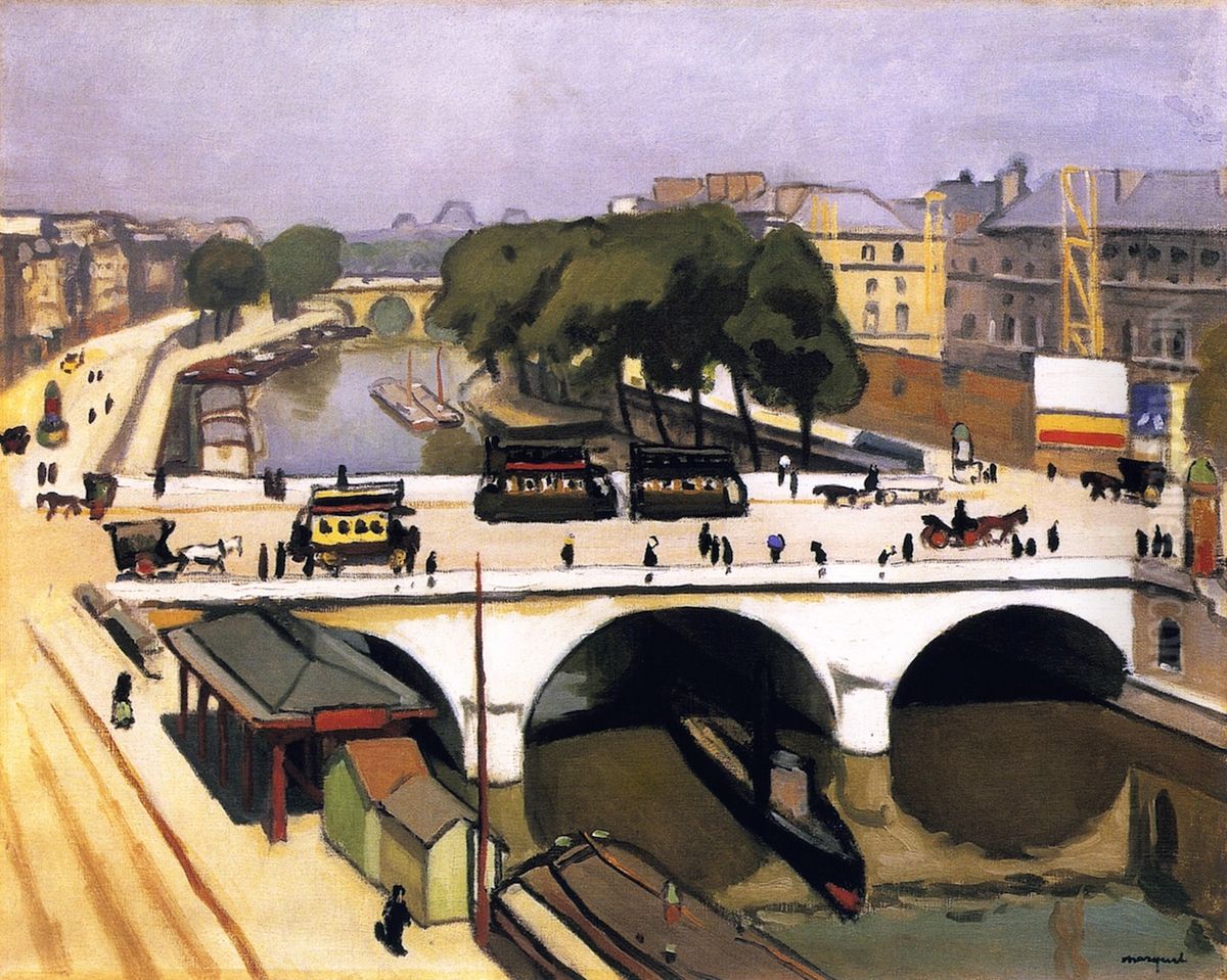 <<Saint-Michel za koe Paris, Augustins etol (trutca ke Marquet)>> Oil Painting by Albert Marquet