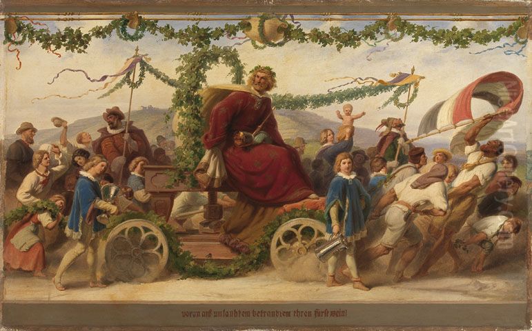 Triumph des Konigs Wein, 2. Bild Oil Painting by Adolf Schrodter