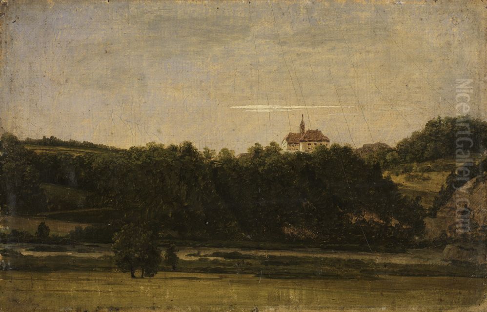 Schloss uber Baumen Oil Painting by Georg Wilhelm Issel