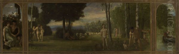 Der Garten Eden Oil Painting by Albert Lang