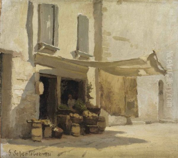 Obstbude in Venedig Oil Painting by Gustav Schonleber