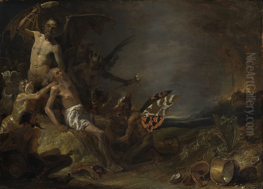 Hiob, von bosen Geistern geplagt Oil Painting by Cornelis Saftleven