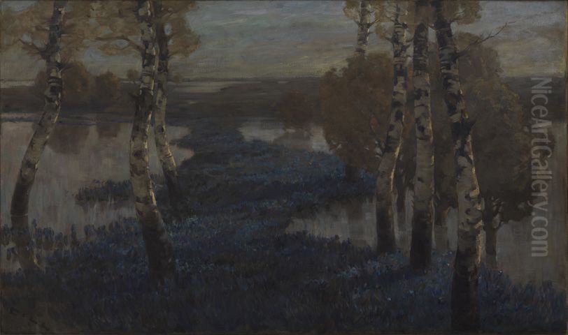 Uberschwemmte Salbeifelder in der Po - Ebene Oil Painting by Ludwig Dill