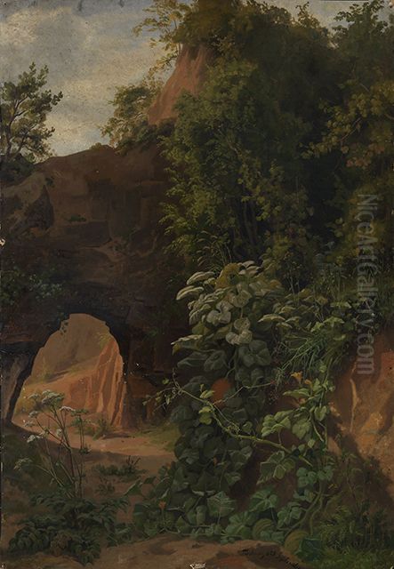Felsentor mit wildem Kurbis und Schierling Oil Painting by Emil Lugo