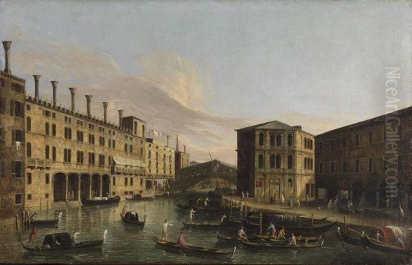 Canal Grande in Venedig mit Rialto Brucke von Norden Oil Painting by Canaletto