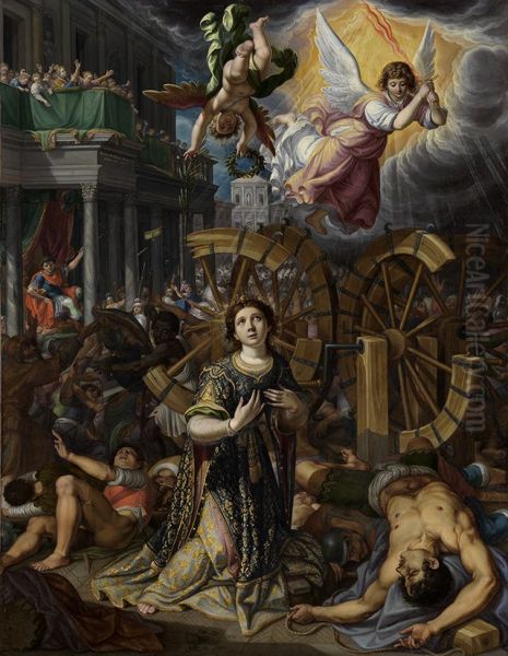 Het martyrium van de H. Catharina van Alexandrie Oil Painting by Pietro De Lignis