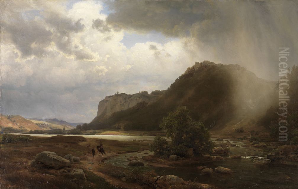 Flusslandschaft Oil Painting by Karl Friedrich Lessing