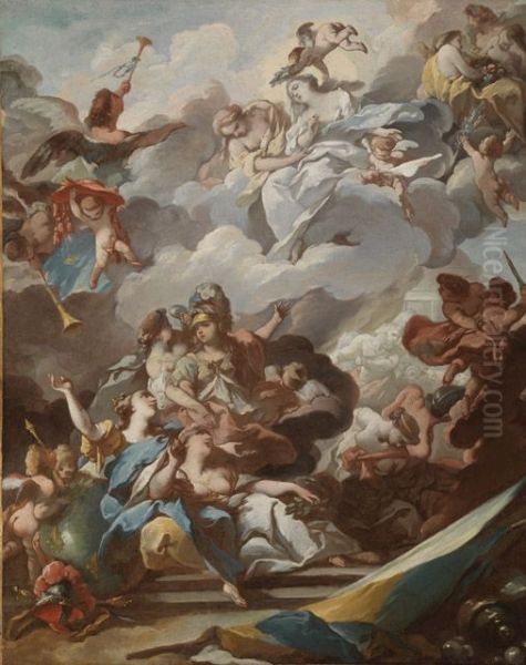 Allegorie auf den Frieden von Wien 1735 Oil Painting by Michel-Francois Dandre-Bardon