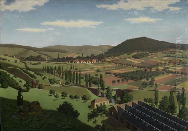 Landschaft bei Berghausen Oil Painting by Georg Scholz